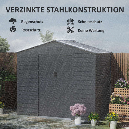Garden shed in galvanized steel, lockable and weatherproof