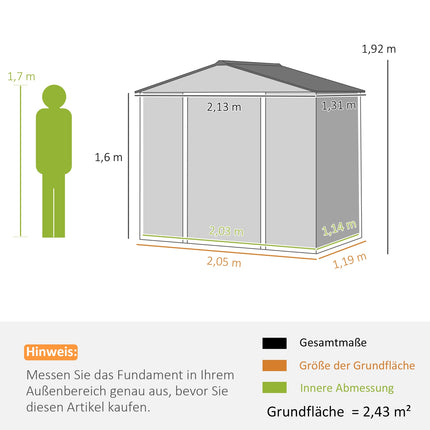 Garden shed in galvanized steel, lockable and weatherproof