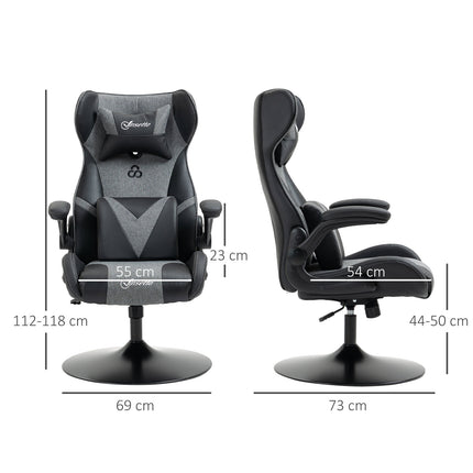 Gaming Chair, Adjustable Height, Black/Grey, Ergonomic Design