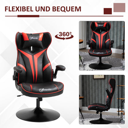 Ergonomic gaming chair with rocker, black & red steel
