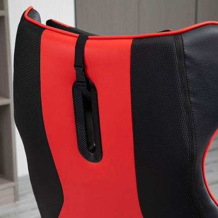 Ergonomic gaming chair with rocker, black & red steel