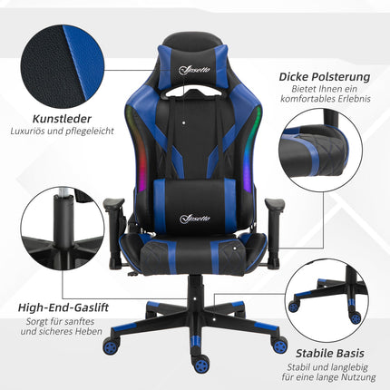 Ergonomic gaming chair with LED, adjustable armrest, high back