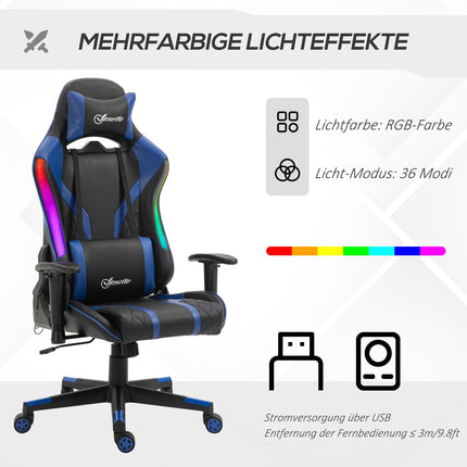 Ergonomic gaming chair with LED, adjustable armrest, high back