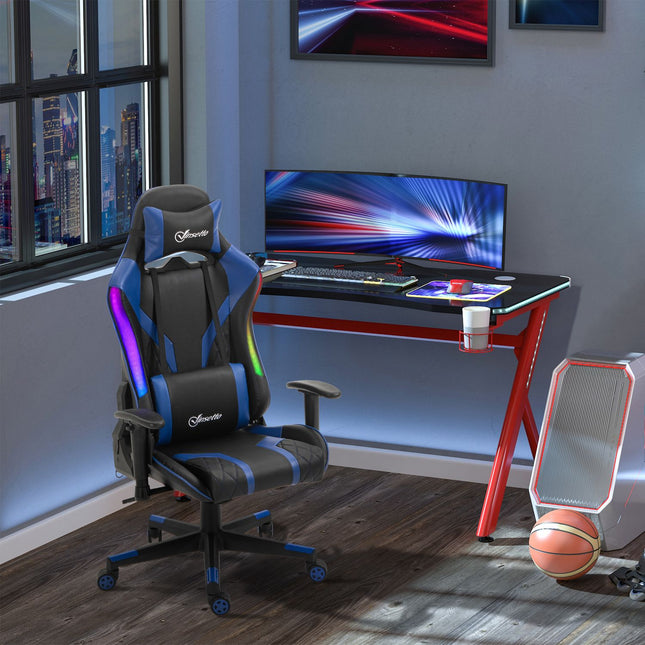 Ergonomic gaming chair with LED, adjustable armrest, high back
