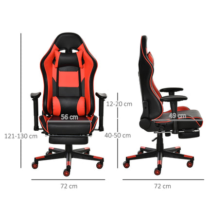 Ergonomic gaming chair with folding footrest, black