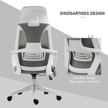Ergonomic gaming chair with massage, swivel, gray nylon