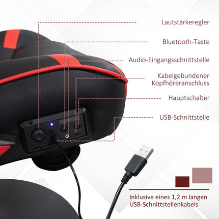 Ergonomic gaming chair with speakers, adjustable height, artificial leather