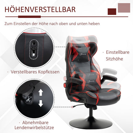Ergonomic gaming chair with speakers, adjustable height, artificial leather