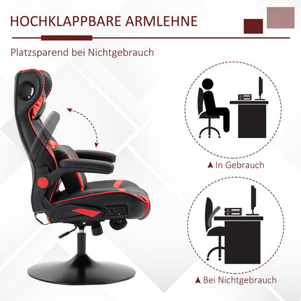Ergonomic gaming chair with speakers, adjustable height, artificial leather