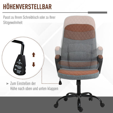 Ergonomic gaming chair, swivel office chair, grey/brown