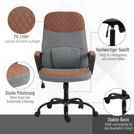 Ergonomic gaming chair, swivel office chair, grey/brown