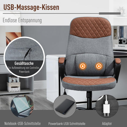 Ergonomic gaming chair, swivel office chair, grey/brown