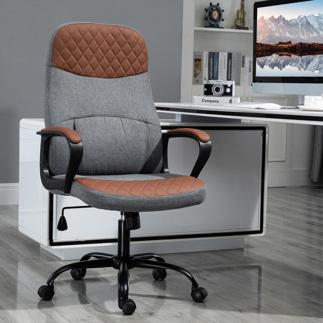Ergonomic gaming chair, swivel office chair, grey/brown