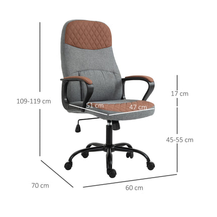 Ergonomic gaming chair, swivel office chair, grey/brown