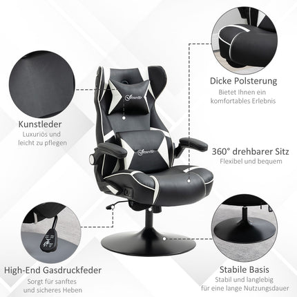 Ergonomic gaming chair with speakers, adjustable height, artificial leather