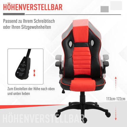 Gaming Racing Chair, Ergonomic, Adjustable, Red & Black