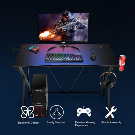 Gaming Desk 115 x 73 cm, K-Frame, Cup Holder, Storage