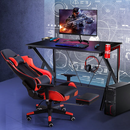 Gaming Desk 115 x 73 cm, K-Frame, Cup Holder, Storage