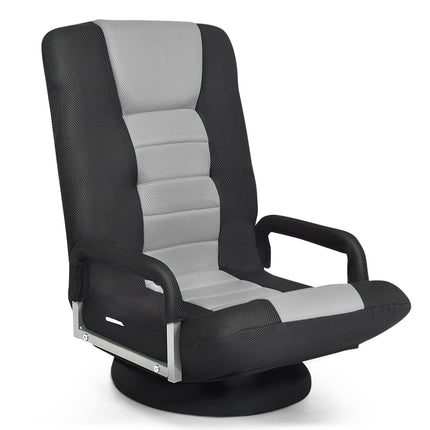 Gaming Floor Chair – 360 Swivel, Foldable Backrest, Gray