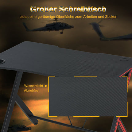 Game table with headphone hook, cup holder, black