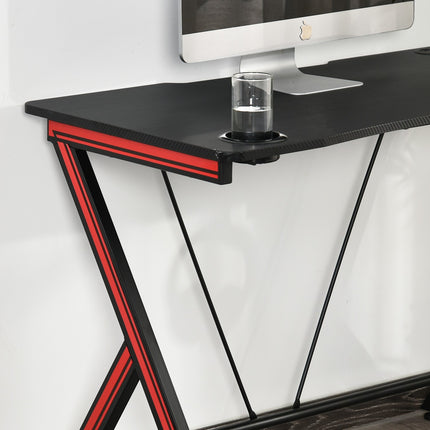 Game table with headphone hook, cup holder, black