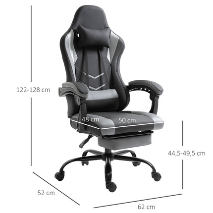 Ergonomic gaming chair, adjustable headrest & lumbar support