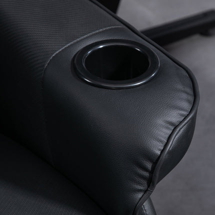 Gaming chair with massage and footrest, black leather look
