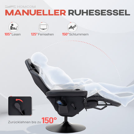 Gaming chair with footrest & massage, gray leather