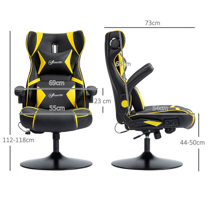 Ergonomic gaming chair with speaker, adjustable, black/yellow