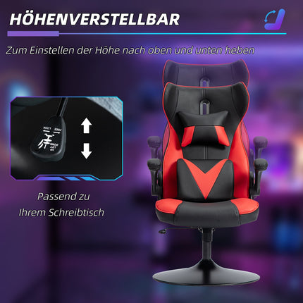 Ergonomic gaming chair with rocker, height adjustable, black/red