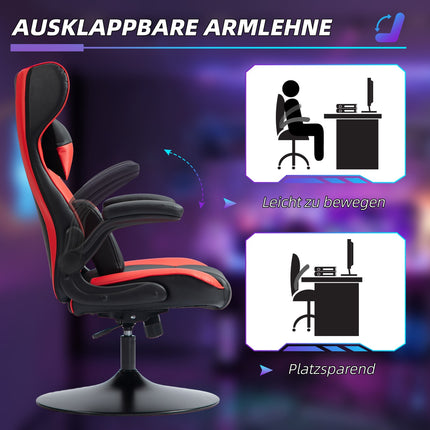 Ergonomic gaming chair with rocker, height adjustable, black/red