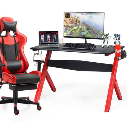 Gaming table computer table gaming desk with cup and headphone holder and mouse pad for home office playroom