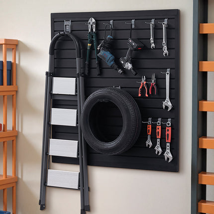 Garage Slatwall Panels, 4x4 Ft PVC, Black, 4 Pack
