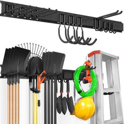 Garage Tool Organizer, Wall Mount, 600 lb, 10 Hooks