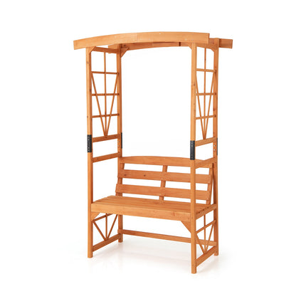 Garden Arbor Pergola With 2-Seat Bench, 6.2 Ft, Fir Wood