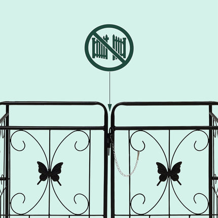 Garden Arch with Gate and Planters, Metal Trellis