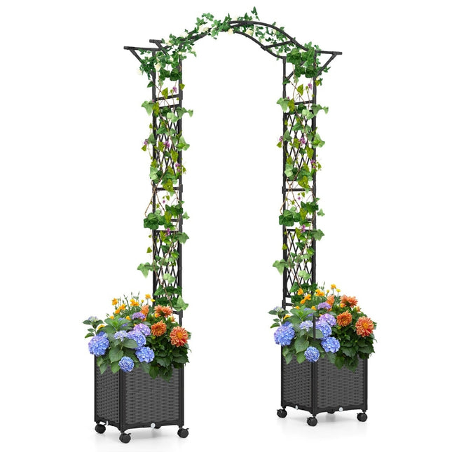 Garden Arch with Self-Watering Planters, Metal & PP, 250cm