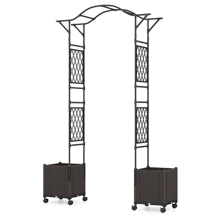 Garden Arch with Self-Watering Planters, Metal & PP, Black