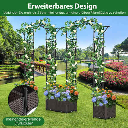 Garden Arch with Self-Watering Planters, Metal & PP, Black