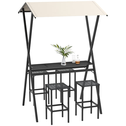 Garden Rattan Bar Set with roof & footrest for balcony
