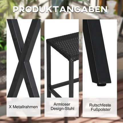 Garden Rattan Bar Set with roof & footrest for balcony