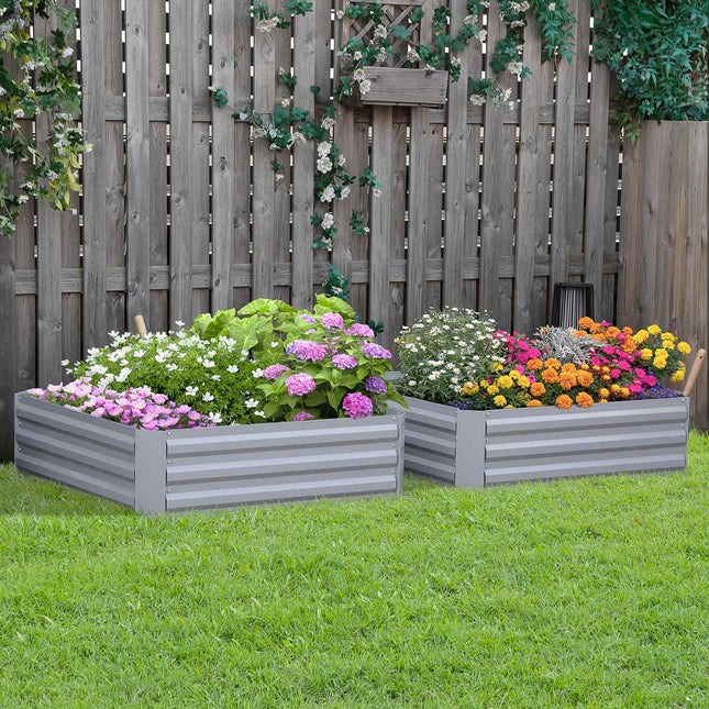 Gray galvanized steel Garden bed & planter box, 100x100x30 cm