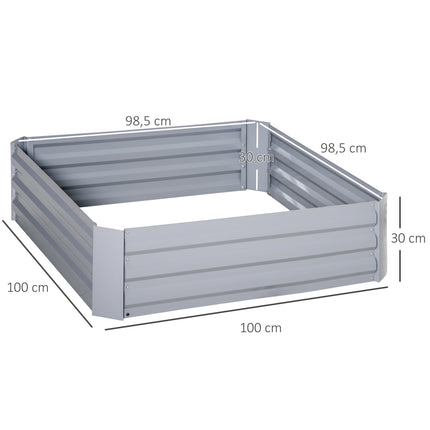 Gray galvanized steel Garden bed & planter box, 100x100x30 cm