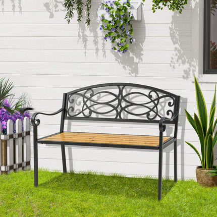 Wood & metal 2-seater garden bench - 220 kg capacity
