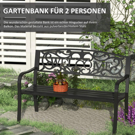 2-seater metal garden bench - perfect for parks and patios