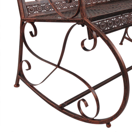 2 Seater Metal Garden Bench - Bronze Red Finish