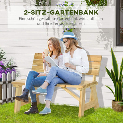 Garden bench 2-seater with backrest, capacity 220 kg