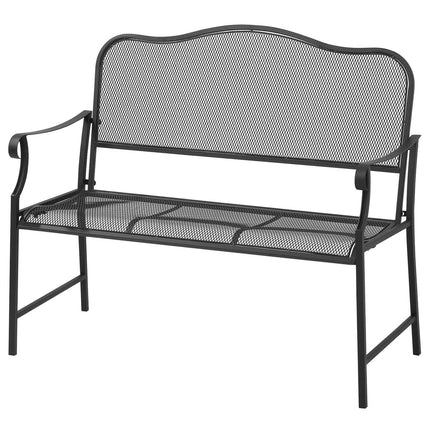 Metal garden bench, 2-seater, black, capacity 220 kg