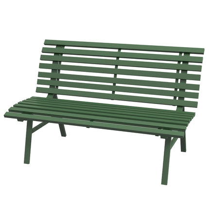 Green aluminum park bench - 2-seater with backrest