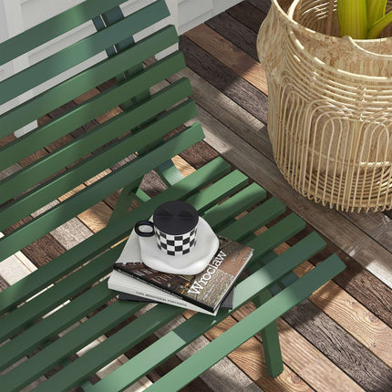 Green aluminum park bench - 2-seater with backrest